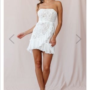 White lace mini dress
